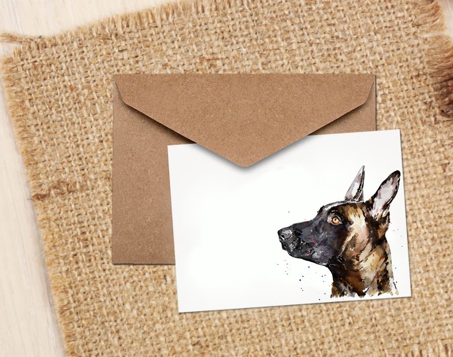 Belgian Malinois Shepherd Dog III Art Greeting/Note Card.Malinois Dog Card,Belgian Malinois Dog Art card,Belgian Malinois Shepherd card