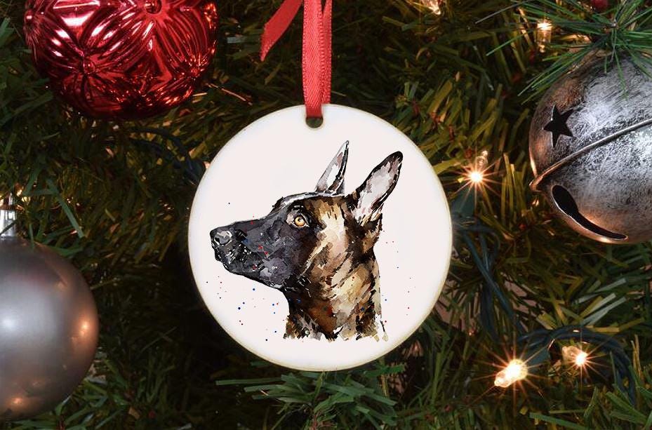 Belgian Malinois Christmas Ornament | Dog Lover Gift | Edswatercolours