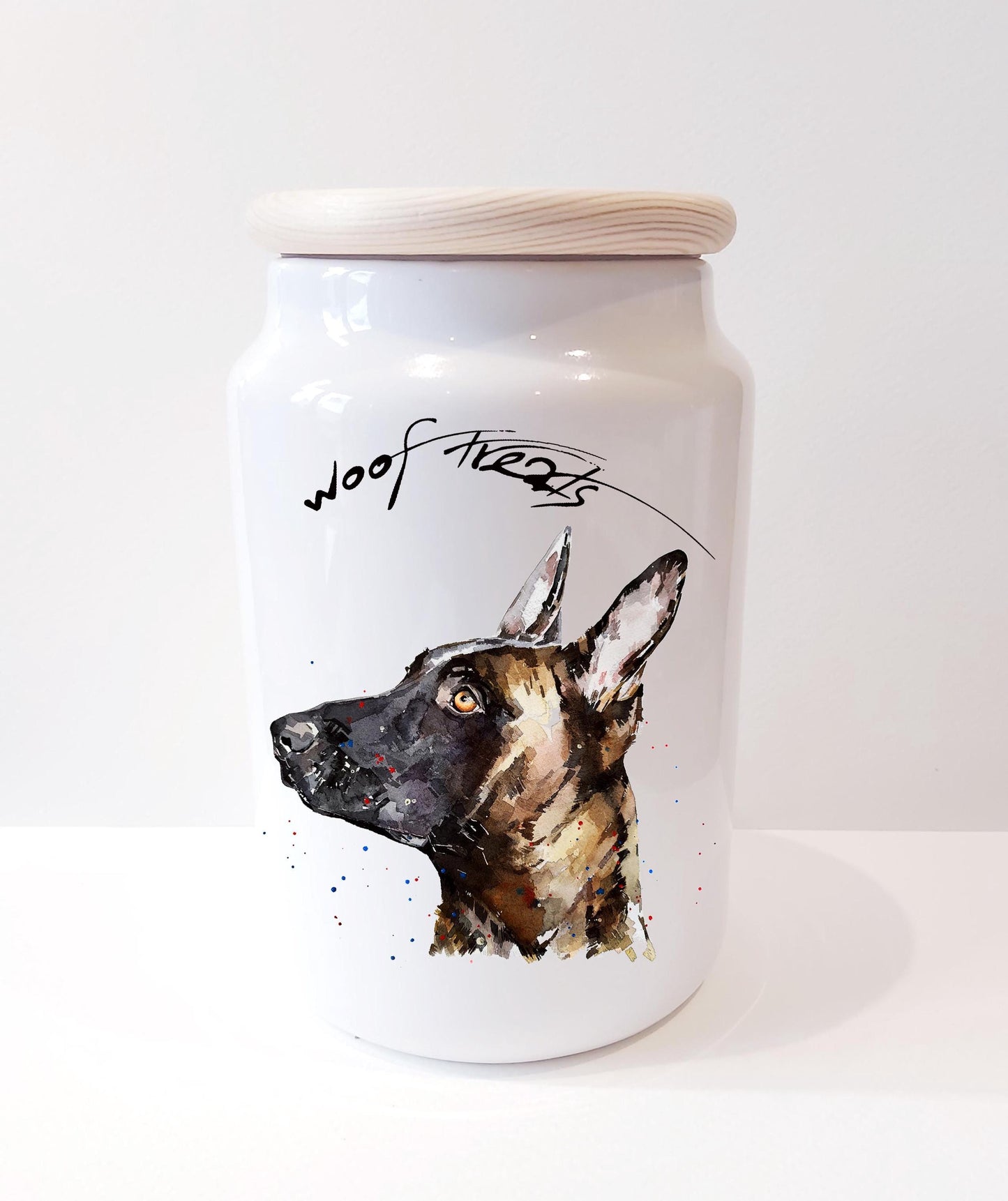 Belgian Malinois Ceramic Treats Jar (Assorted) | Dog Treat Canister | Edswatercolours