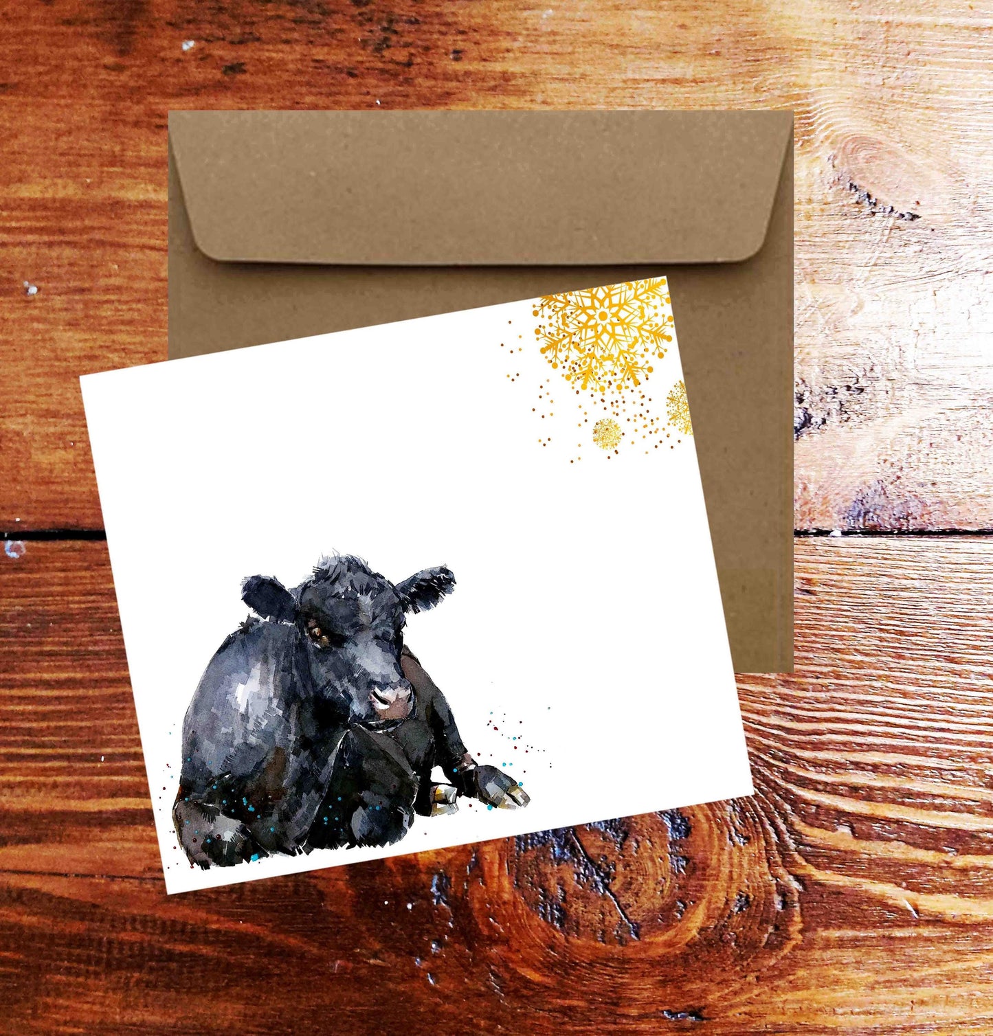 Aberdeen Angus Cow Greeting Card | Country Animal Gift | Edswatercolours