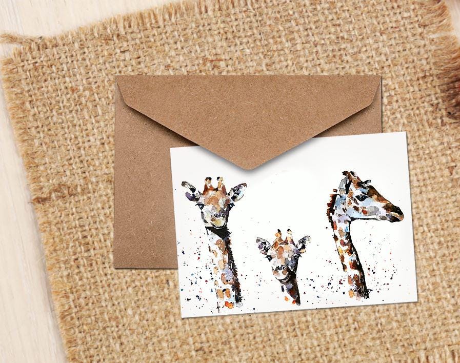 Giraffe Greeting Card II | Wildlife Gift | Edswatercolours