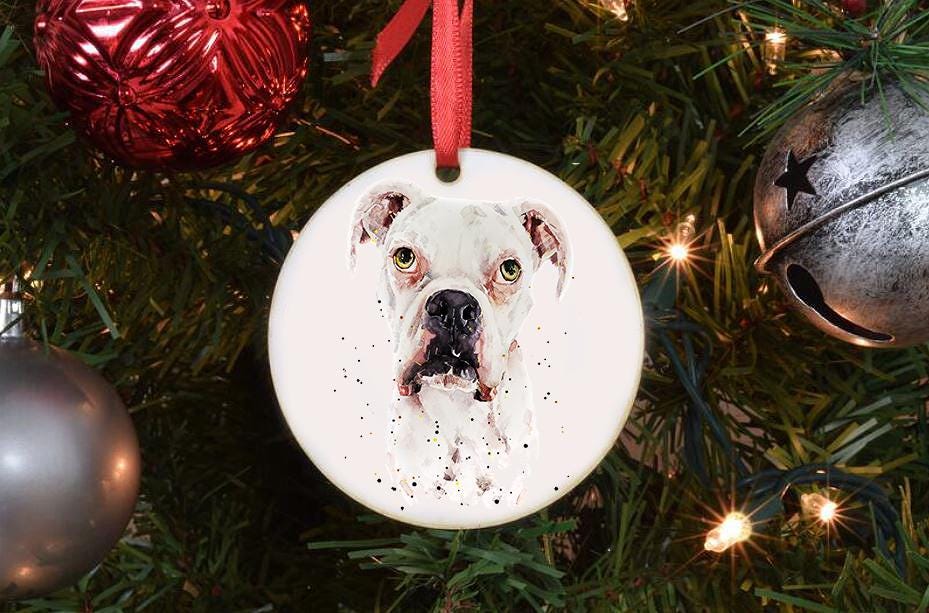 White German Boxer II Christmas Ornament | Dog Lover Gift | Edswatercolours