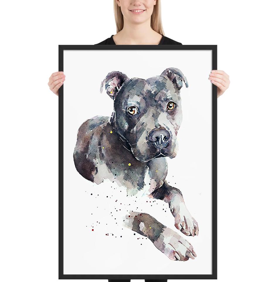 Blue Staffordshire Bull Terrier - Watercolour Print.Blue Staffy art,Blue Staffy print,Blue Staffie art print,Blue Staffie watercolour