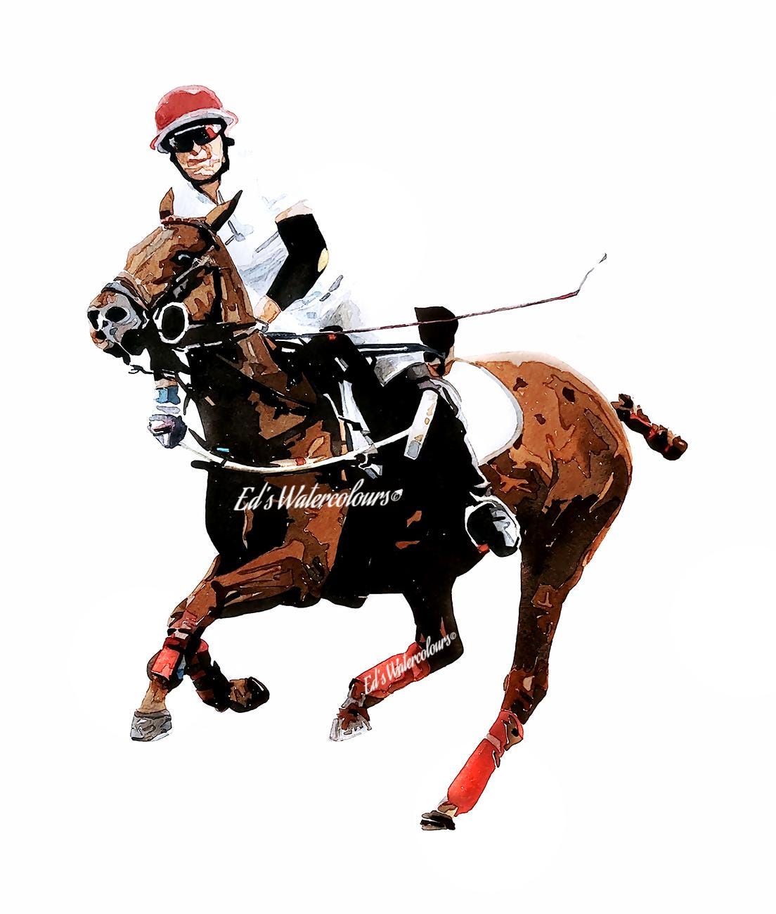 Equestrian Polo Rider Greeting Card | Art Gift | Edswatercolours