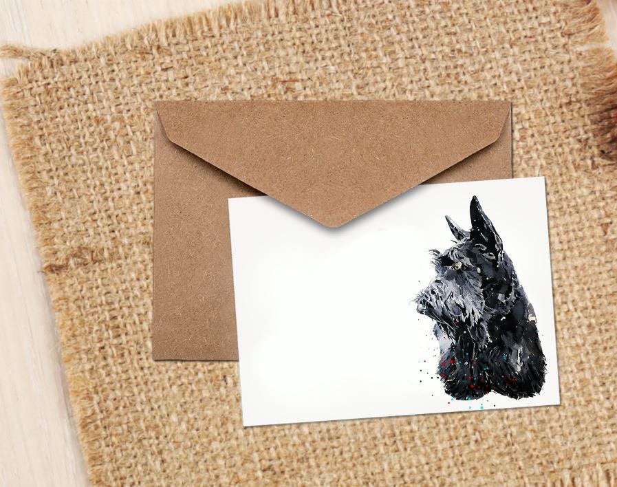 Scottish Terrier Greeting Card | Dog Lover Gift | Edswatercolours