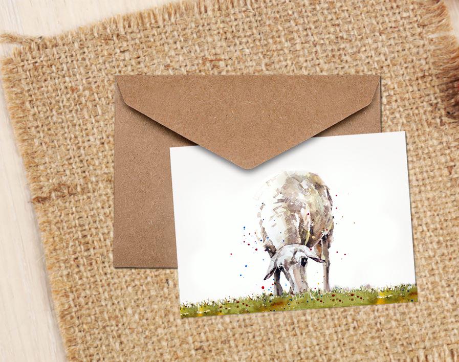 Sheep Greeting Card | Farm Animal Gift | Edswatercolours
