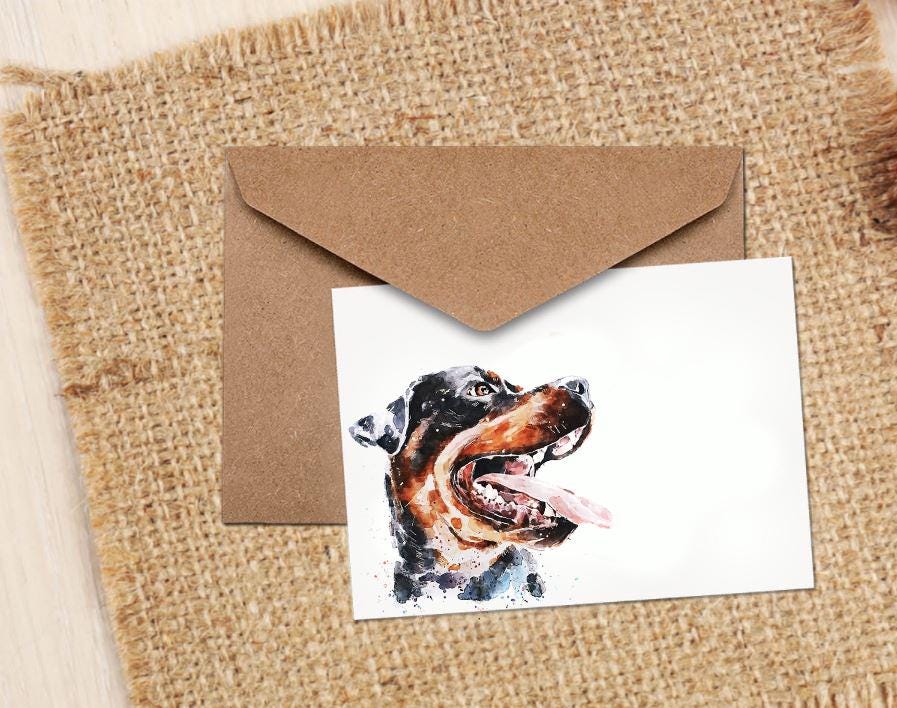 Rottweiler Greeting Card | Dog Lover Gift | Edswatercolours