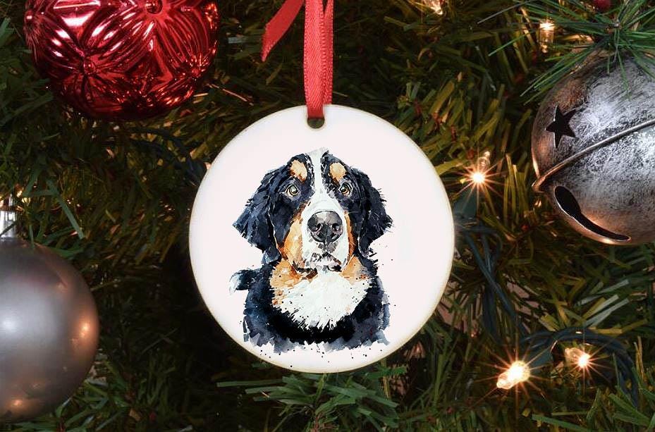 Bernese Mountain Dog Christmas Ornament | Dog Lover Gift | Edswatercolours