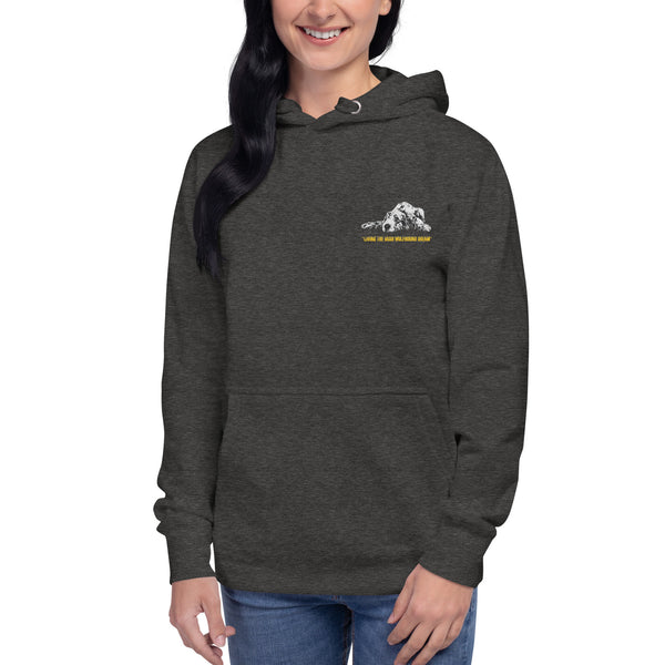 Living the Irish Wolfhound Dream:Embroidered Unisex Premium Hoodie | Cotton Heritage M2580.
