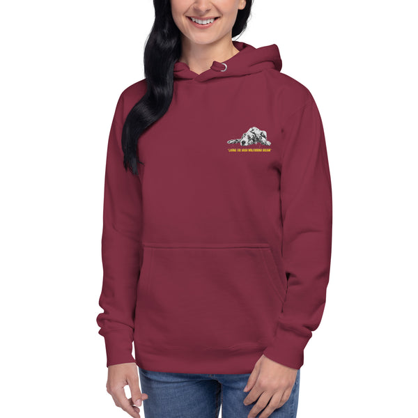 Living the Irish Wolfhound Dream:Embroidered Unisex Premium Hoodie | Cotton Heritage M2580.