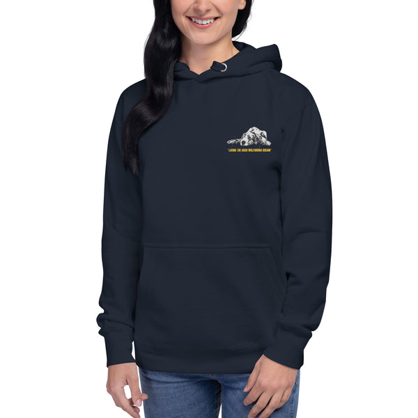 Living the Irish Wolfhound Dream:Embroidered Unisex Premium Hoodie | Cotton Heritage M2580.