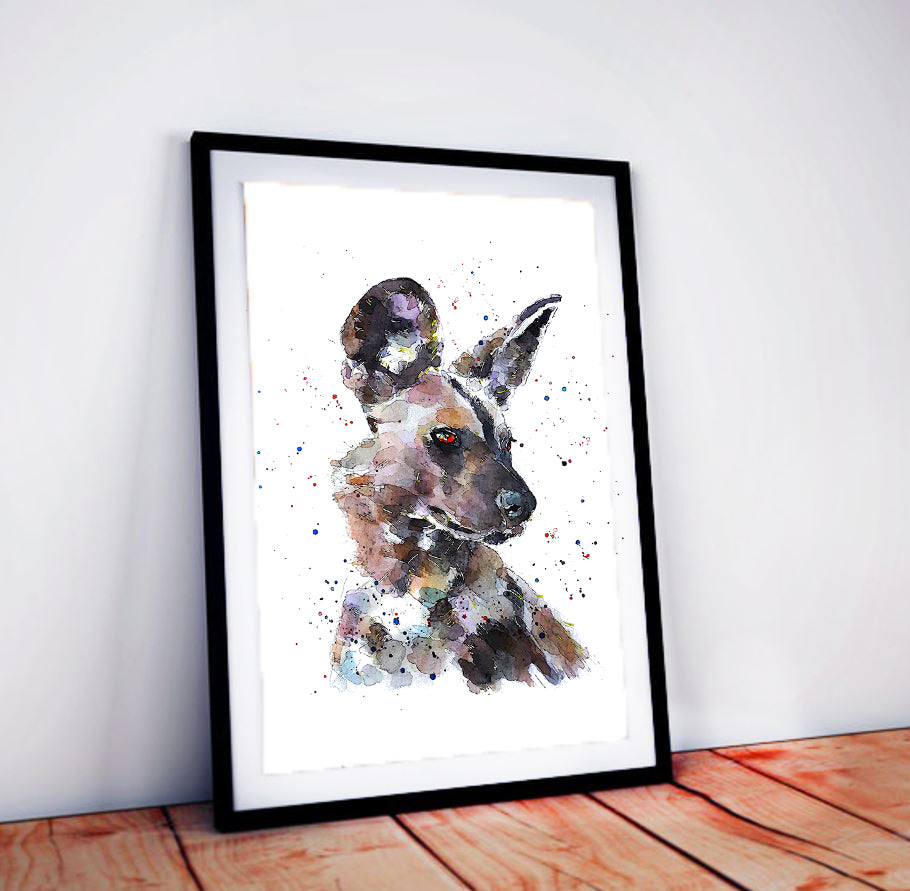 African Wild Dog | Art Print | Edswatercolours