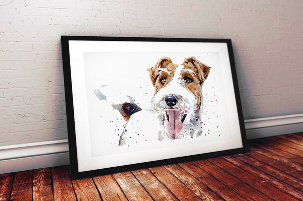 Wire Fox Terrier Smile " - Original Watercolour (A2/20*16 Inches). Fox Terrier Watercolor,Fox Terrier Watercolour,Wire haired Fox Terrier art