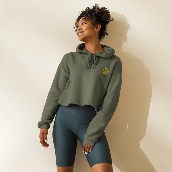 Dog Paw embroidered Women's Cropped Hoodie.