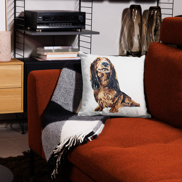 Long Haired Dachshund Premium Pillow/ Long Haired Dachshund Cushion