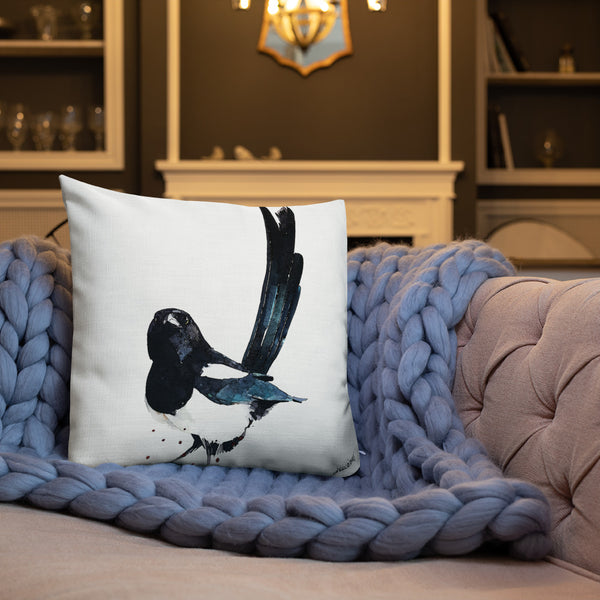 Magpie Art Premium Pillow- Magpie Art Cushion,Magpie Home decor