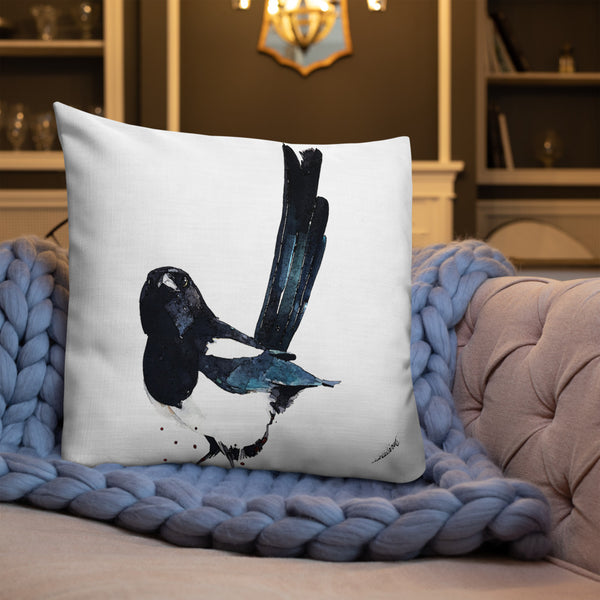 Magpie Art Premium Pillow- Magpie Art Cushion,Magpie Home decor