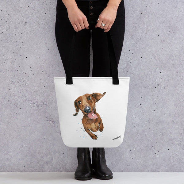 Dachshund Tote bag - Doxie art tote bag, Red Dachshund Tote bag
