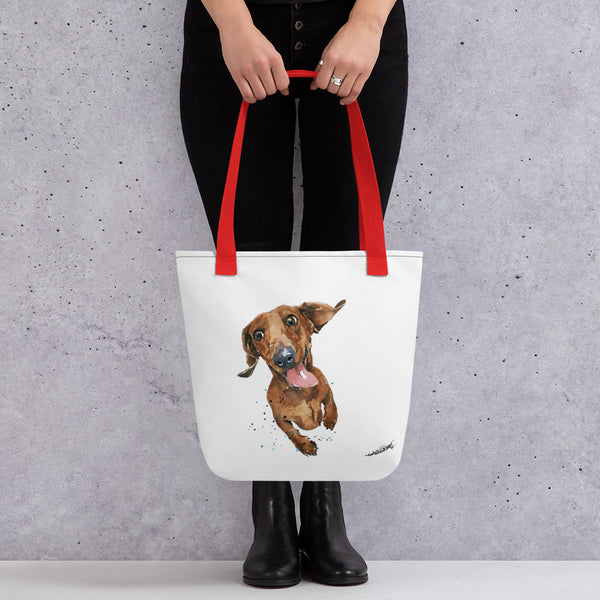Dachshund Tote bag - Doxie art tote bag, Red Dachshund Tote bag
