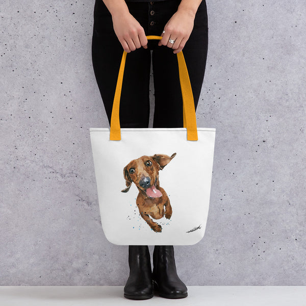 Dachshund Tote bag - Doxie art tote bag, Red Dachshund Tote bag