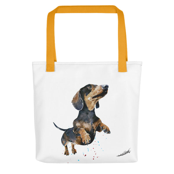 Black and Tan Dachshund Tote bag- Dachshund art Tote bag