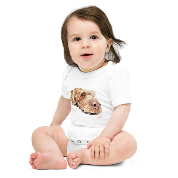 Wirehaired Vizsla II Baby short sleeve one piece - Wirehaired Vizsla baby grow