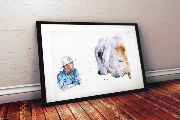 Brahman Whispers - Original Watercolour A2 (24*19 Inches), Brahman Cattle painting, Brahman cows watercolor