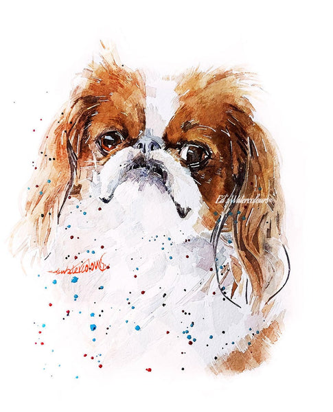 Japanese Chin watercolor " Print Watercolour, Japanese Chin watercolor, Japanese Chin watercolour Art Print, Japanese Chin wall art