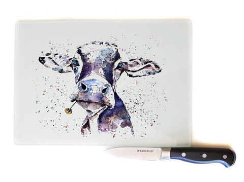 Daisy Cow Toughened Glass Chopping Smooth finish - Cow Chopping board,Cow Work Top Saver,Cow cutting board