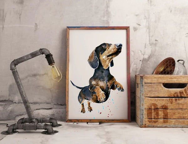Flying Dachshund " Print Watercolour,Dachshund art,Dachshund print, Dachshund watercolor,Doxie watercolour, Sausage dog art print