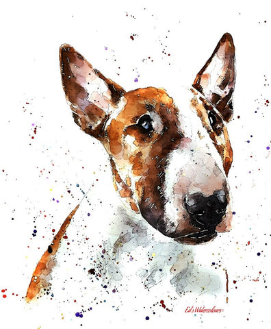 Bull Terrier Perfection" Print Watercolour.Bull Terrier art,Bull Terrier print,Bull Terrier watercolour,Bull Terrier wall art