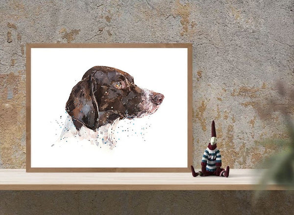 German Shorthaired Pointer - The Thinker " Print Watercolour,German Shorthaired Pointer,GSP print, GSP Art