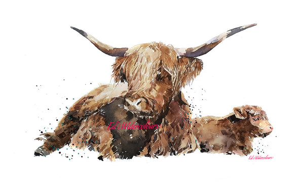 Highland Cattle - Original Watercolour 50*40cm (20*16 Inches). Highland cow, Highland cow watercolour, Highland cows painting