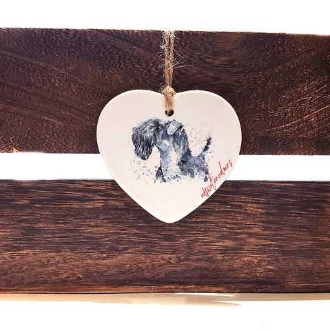 Kerry Blue - Ceramic heart  - Christmas ornament, Kerry Blue decoration, Kerry Blue ornament,Kerry Blue ceramic heart