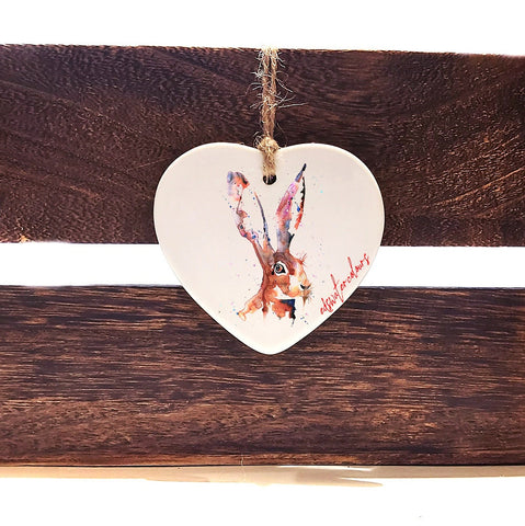 Hare ceramic heart  - Christmas ornament, Hare decoration, Hare ornament,Hare ceramic heart
