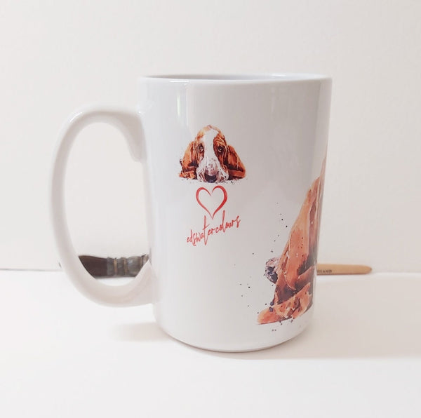 Basset Hound Large  Ceramic Mug 15 oz- Basset Hound Coffee Mug, Basset Hound mug gift ,Basset Hound Mug