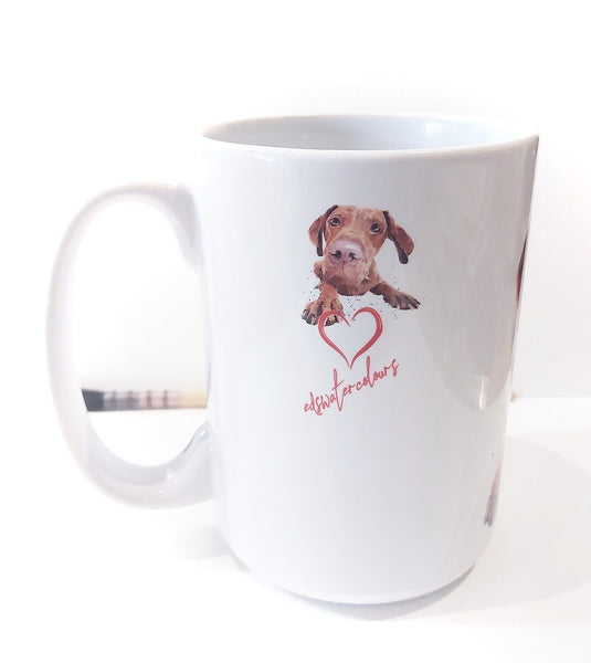 Large Vizsla 3 Ceramic Mug 15 oz-  Vizsla Coffee Mug, Vizsla mug gift ,Vizsla Mug