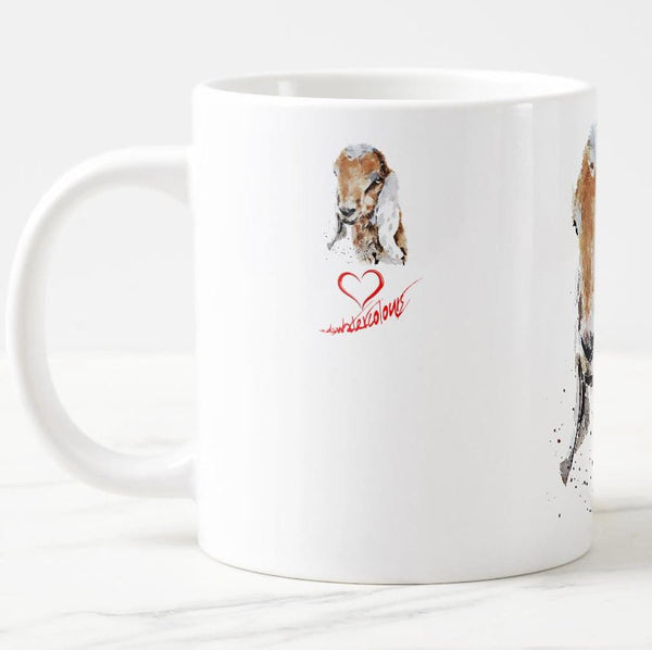 Large Nubian Kid Goat 2 Ceramic Mug 15 oz-  Nubian Goat Coffee Mug, Nubian Goat mug gift ,Goat Mug, Nubian Goat Mug