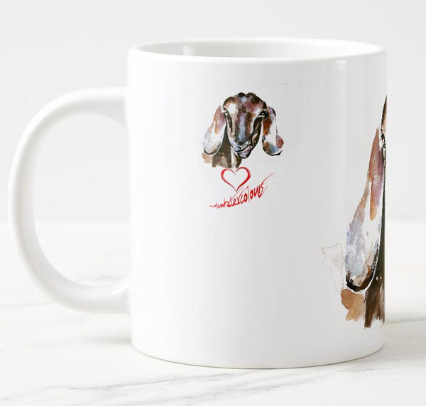 Large Nubian Goat 3 Ceramic Mug 15 oz-  Nubian Goat Coffee Mug, Nubian Goat mug gift ,Goat Mug, Nubian Goat Mug