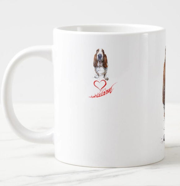 Basset Hound 2 Large  Ceramic Mug 15 oz- Basset Hound Coffee Mug, Basset Hound mug gift ,Basset Hound Mug