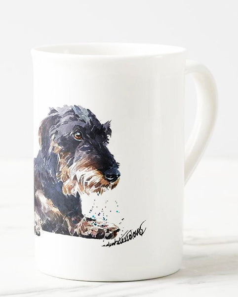 Wirehaired Dachshund 2 Windsor fine bone china Mug 10 oz-Doxie Coffee Mug,Wirehaired Dachshund gift,Wirehaired Doxie Mug,fine bone china Mug