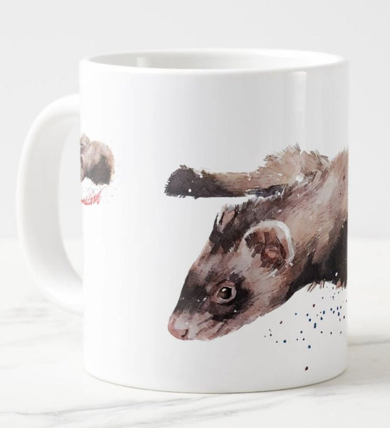 Large Sable Mask Ferret Ceramic Mug 15 oz-  Sable Ferret Coffee Mug, Sable Ferret mug gift ,Sable Ferret Mug