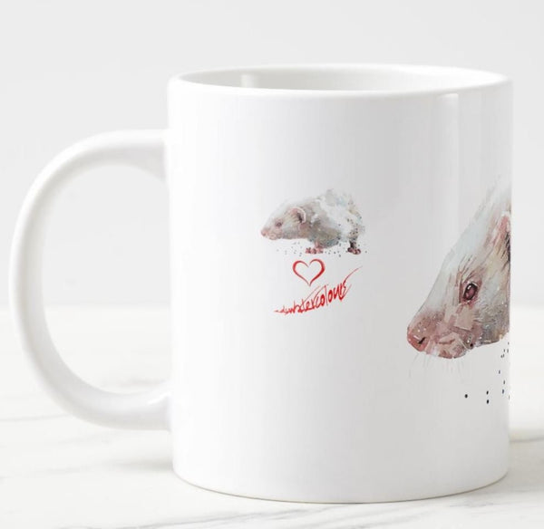 Large Albino Ferret Ceramic Mug 15 oz-  Albino Ferret Coffee Mug, Albino Ferret mug gift ,Albino Ferret Mug