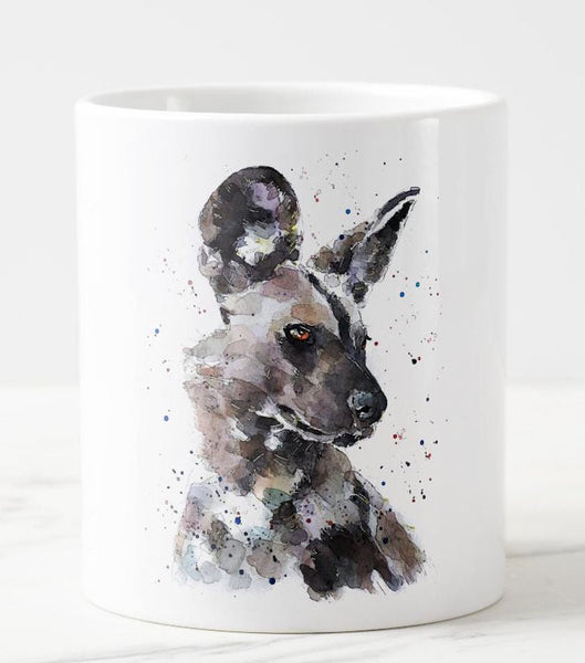 Large African Wild Dog Ceramic Mug 15 oz- African Wild Dog  Coffee Mug, African Wild Dog mug gift ,African Wild Dog  Mug,African Wild Dog