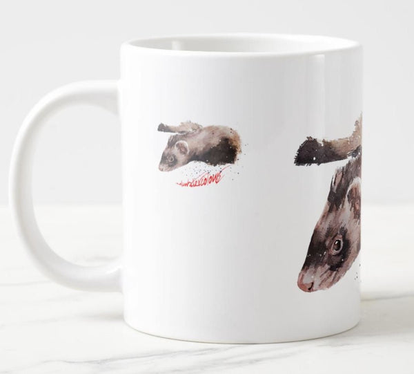 Large Sable Mask Ferret Ceramic Mug 15 oz-  Sable Ferret Coffee Mug, Sable Ferret mug gift ,Sable Ferret Mug