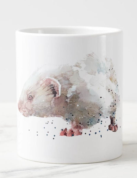 Large Albino Ferret Ceramic Mug 15 oz-  Albino Ferret Coffee Mug, Albino Ferret mug gift ,Albino Ferret Mug