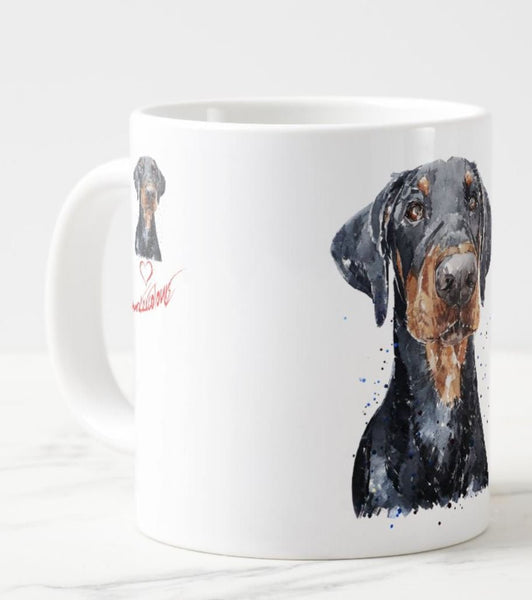 Large Doberman Pensive Ceramic Mug 15 oz-  Doberman Coffee Mug, Doberman mug gift ,Doberman, Doberman Mug