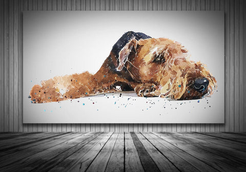 Airedale Terrier Recess " Watercolour Canvas Print.Airedale  Canvas, Airedale art,Airedale Canvas wall hanging,Airedale Canvas wall decor