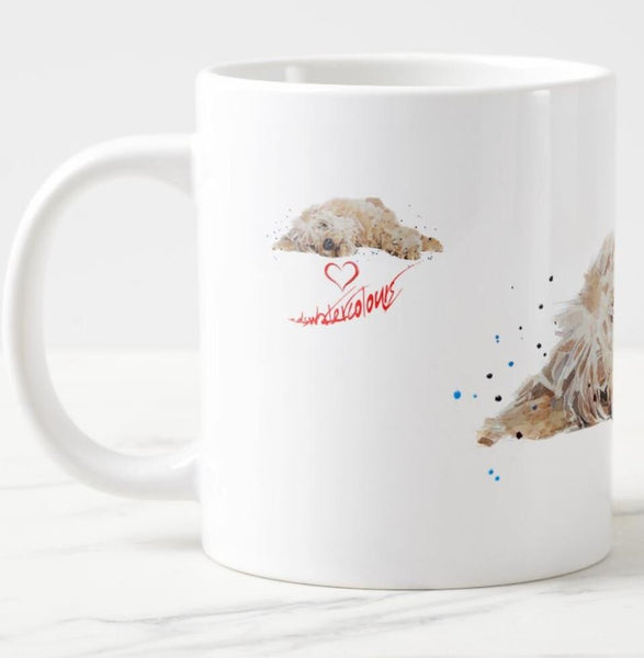 Large Goldendoodle Reclined Ceramic Mug 15 oz-  Goldendoodle Coffee Mug, Goldendoodle  mug gift ,Goldendoodle tea cup