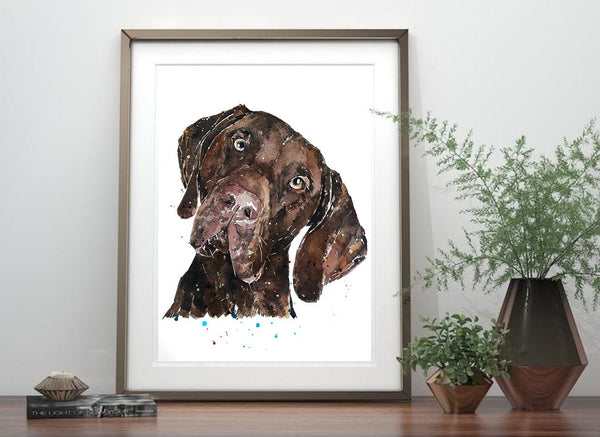 That German Shorthaired Pointer Look - GSP Print Watercolour,German Shorthaired Pointer,GSP print, GSP Art